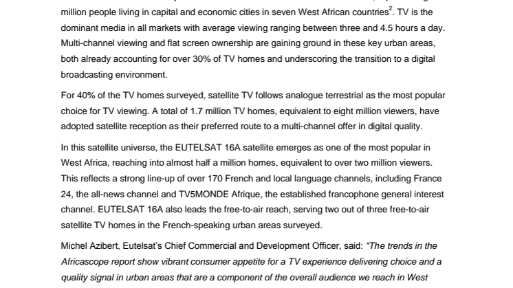 Satellite TV one of the fastest-growing media in West Africa