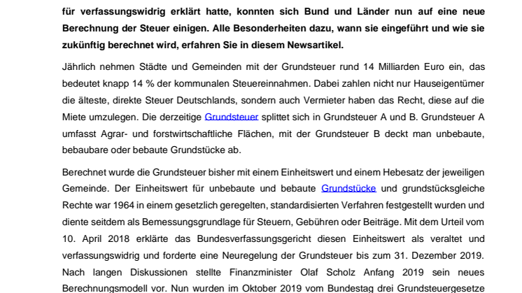 Die neue Grundsteuer kommt – alles, was Sie jetzt dazu wissen müssen!