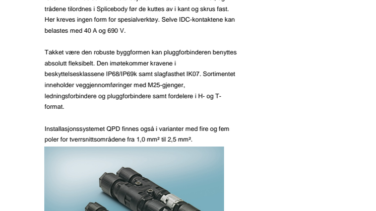 QPD Installasjonssystem for større ledertverrsnitt