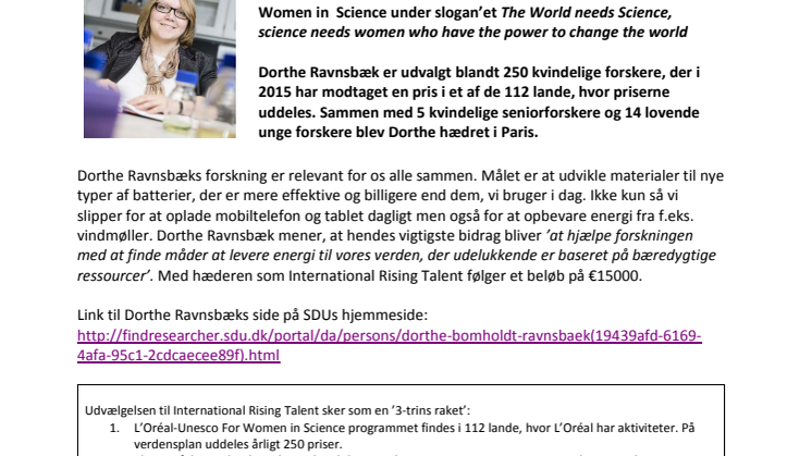 Hæder til ung dansk forsker med 'power' for arbejdet med effektiv lagring af bæredygtig energi
