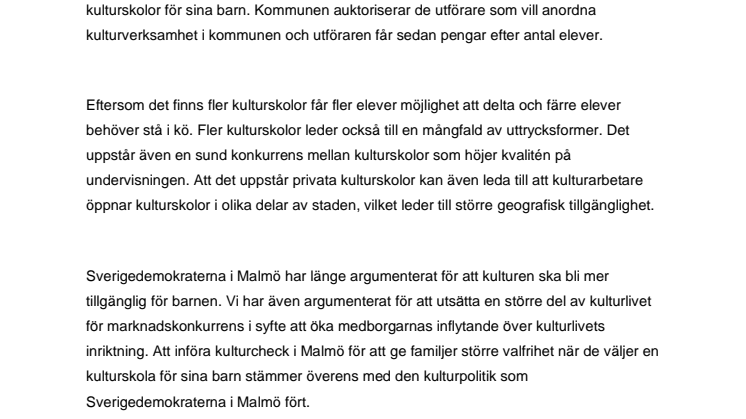 SD föreslår införandet av kulturcheck