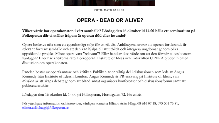 Opera - dead or alive?
