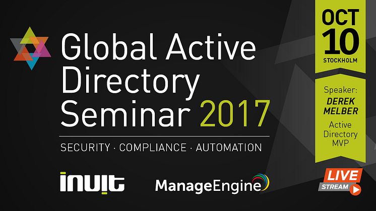 Delta på Global Active Directory Seminar 2017 på plats i Stockholm eller via Livestream.