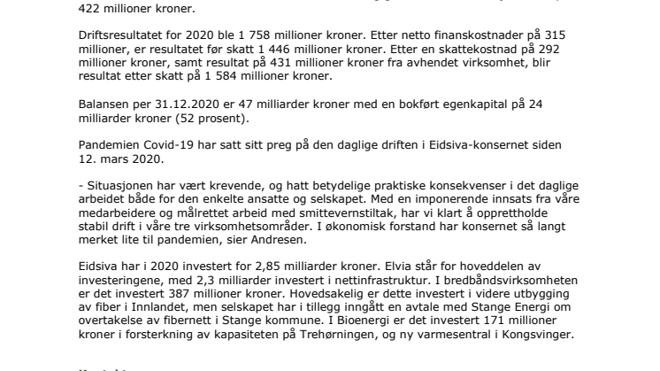 Pressemelding for Eidsiva Energi 