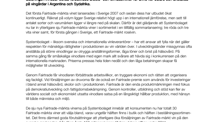 Sju nya Fairtrade-märkta viner på Systembolaget