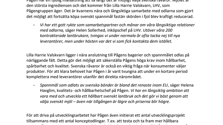 Pågen fortsätter baka med svenskt mjöl trots torkan