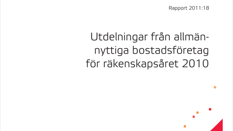 Boverkets rapport om utdelningar från allmännyttiga bostadsföretag 2010