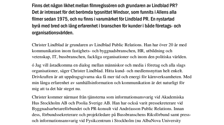 Woody Allen och Lindblad PR?