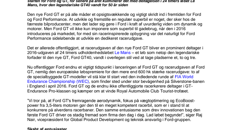Ford GT i racertrim indtager World Endurance Championship på Silverstone-banen i april 2016