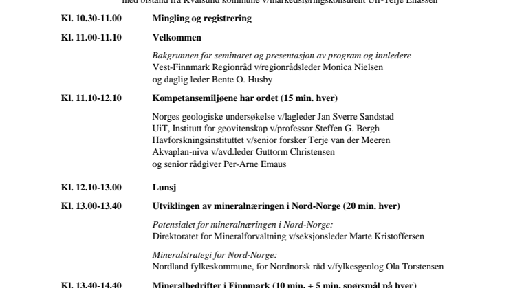 Program Temadag Mineralnæring i Finnmark