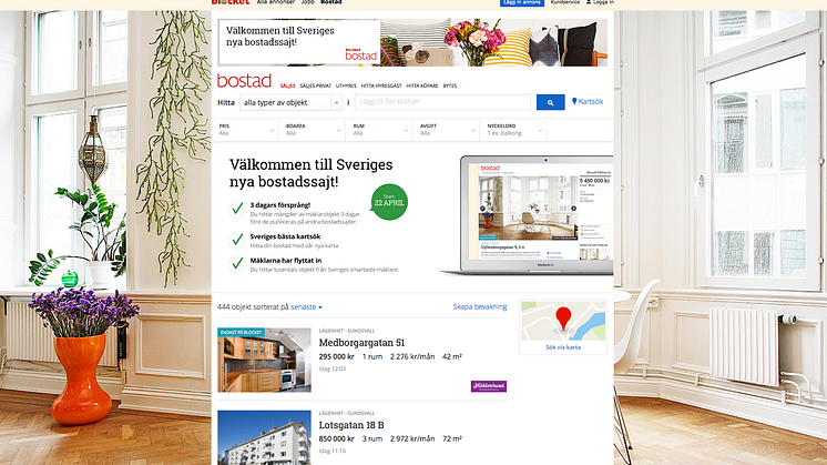 Nu förhandspubliceras mäklarobjekt på Blocket Bostad 