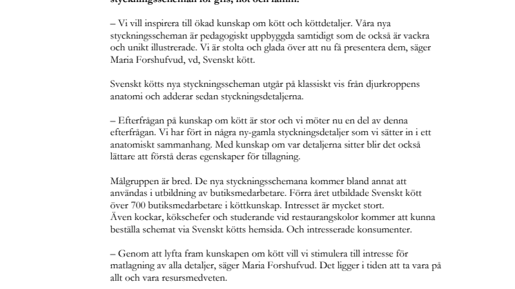 Svenskt kött presenterar nya styckningsscheman