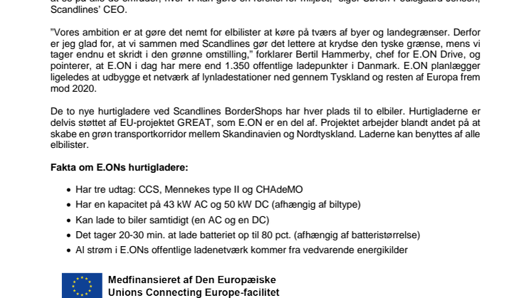 Få strøm på elbilen ved Scandlines’ Bordershops
