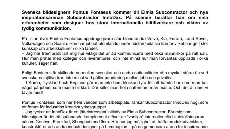 Stjärndesigner till Subcontractor InnoDex