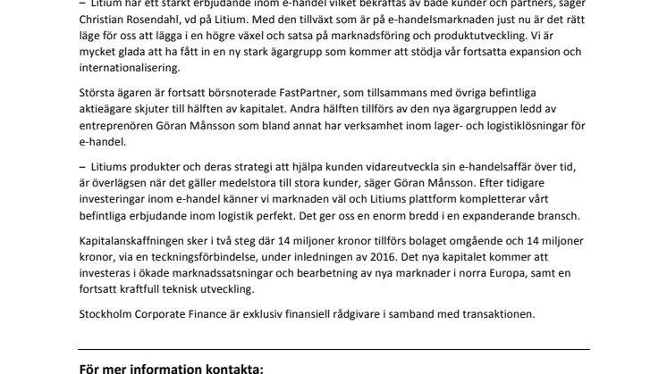 Litium växlar upp med 28 miljoner i nytt kapital