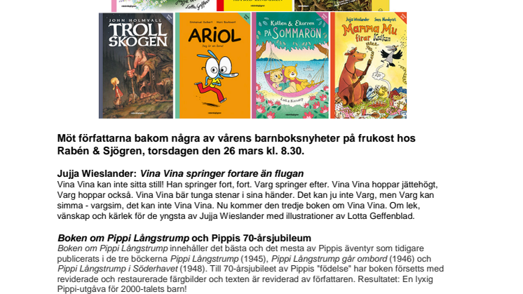 Rabén & Sjögren bjuder på bokfrukost torsdagen den 26 mars 2015