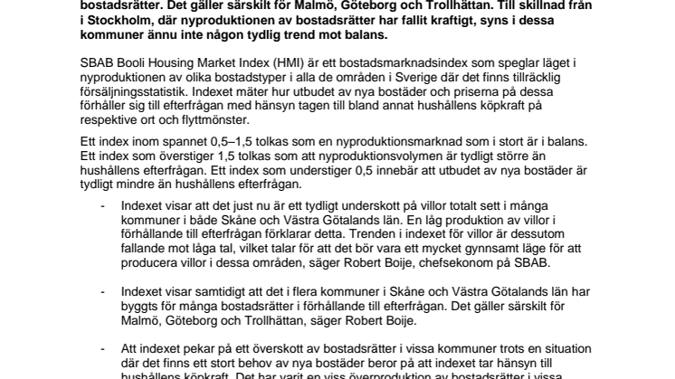 Tydligt underskott på villor i Skåne och Västra Götalands län