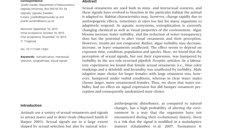 artikel i Ethology