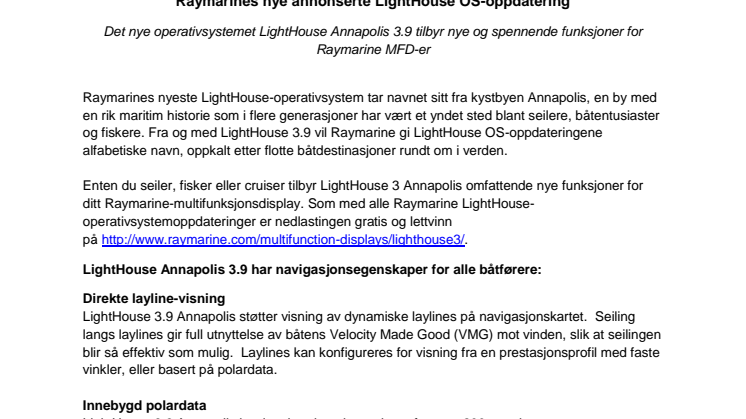Raymarines Nye Annonserte LightHouse OS-oppdatering