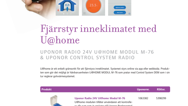 Fjärrstyr inneklimatet med U@home