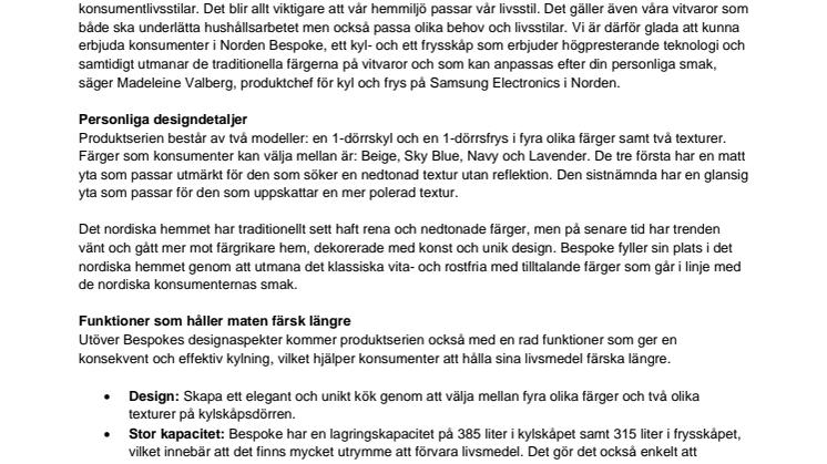 Samsung lanserar Bespoke i Norden: Ett kylskåp designat för din personliga smak
