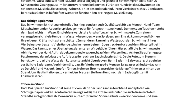 Fressnapf-Tierratgeber 07/2019: Ab ins kühle Nass