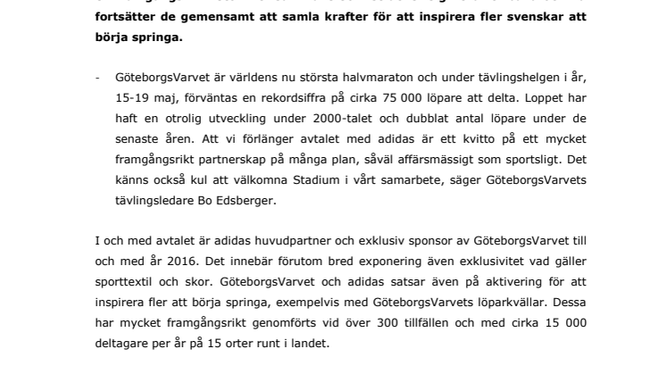 GöteborgsVarvet och adidas förlänger avtal 