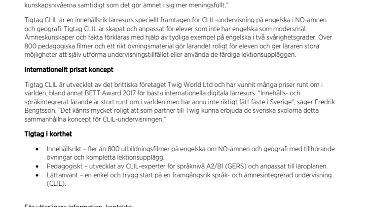 Tigtag – filmbaserad NO-undervisning på engelska 