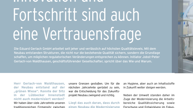 Neubau der Eduard Gerlach GmbH, Teil 2: Forschung und Entwicklung - Herstellung - Qualitätssicherung