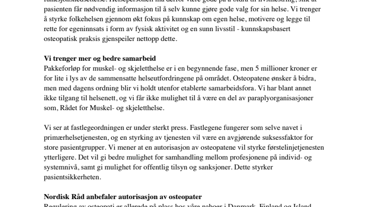 For lite fokus på muskel- og skjelettplager i foreslått statsbudsjett for 2020