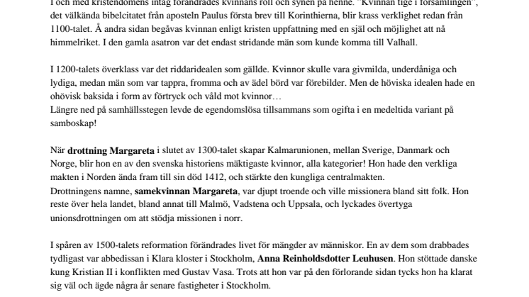 Sveriges historia med kvinnor i huvudrollen
