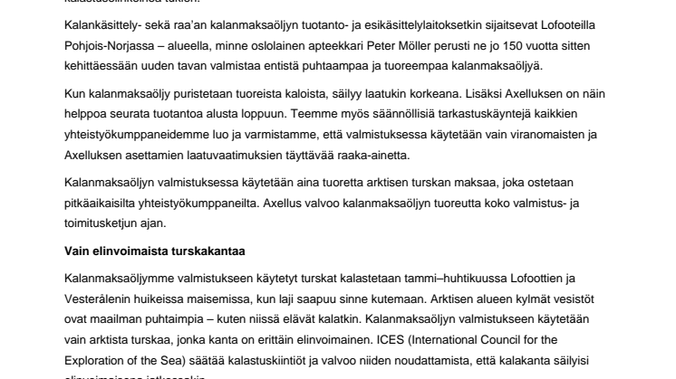 Taustatietoa kalanmaksaöljystä ja Lofooteista