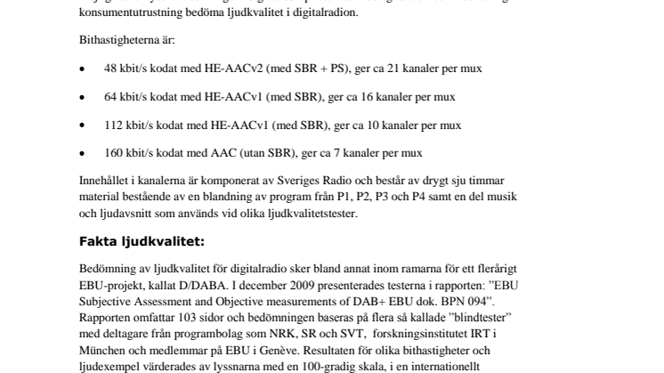 Lyssna och bedöm ljudkvalitet i digitalradion 