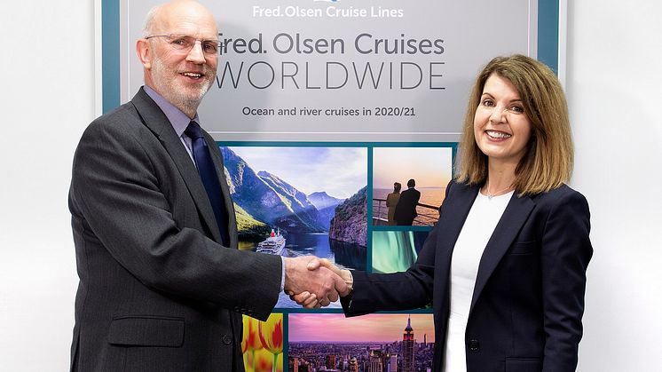 Mike Rodwell, Managing Director, welcomes Jackie Martin to Fred. Olsen Cruise Lines, as new Sales and Marketing Director