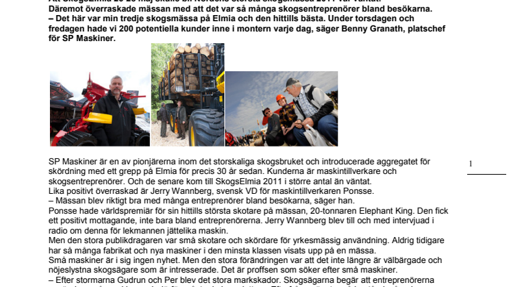 Entreprenörerna kom för de små maskinerna - SkogsElmia 2011