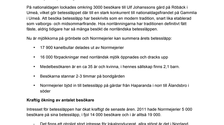 Kornas lyckorus lockade 19 000 norrlänningar  -	Stor succé för Norrmejeriers betessläpp