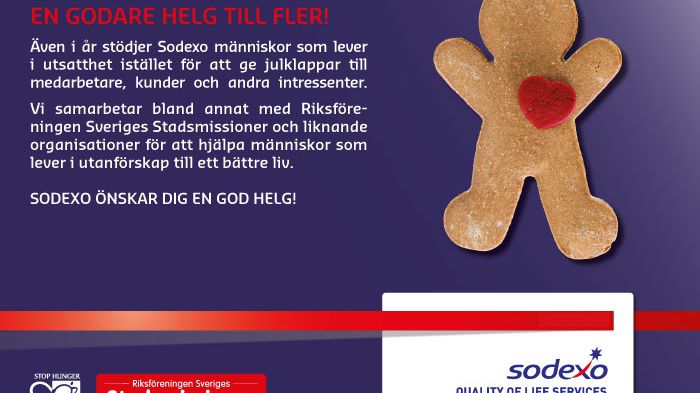 Sodexo skänker sina julklappspengar för en godare jul till fler