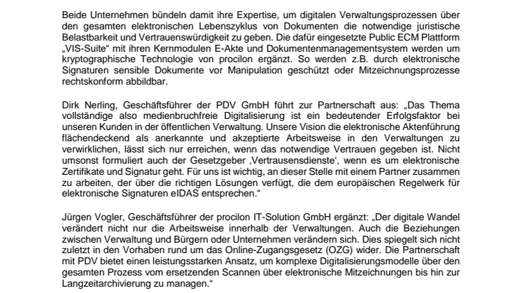 PDV und procilon – ein neues Team für die Verwaltungsdigitalisierung 