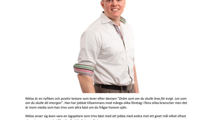 Niklas Adamsson – nyfiken och orädd testspecialist med en ständig blick mot drömmar och mål