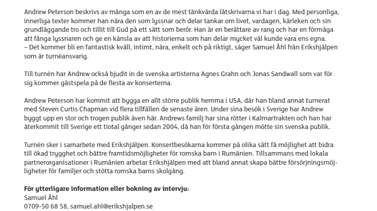Andrew Peterson tillbaka till Sverige