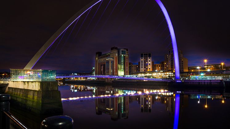 ​Gateshead Millennium Bridge lights up purple to celebrate Make May Purple
