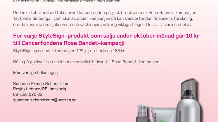 Goldwell ett stolt Rosa Bandet-företag