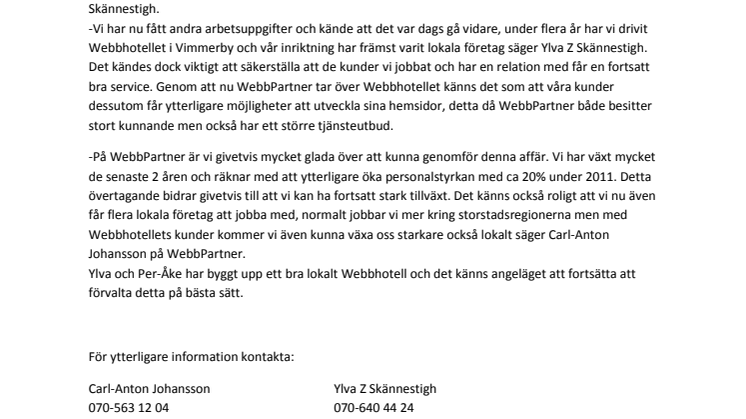 WebbPartner tar över Webbhotellet i Vimmerby