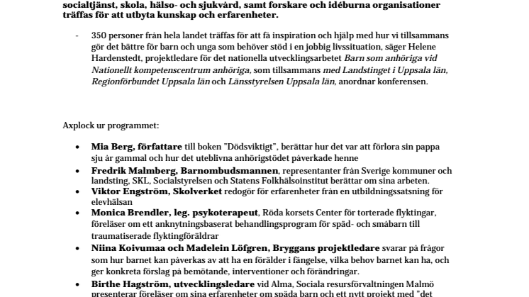  Konferens för att främja stödet till barn som är anhöriga