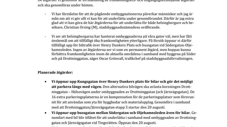 ​Åtgärder för bättre framkomlighet i centrala Helsingborg