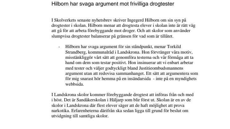 Hilborn har svaga argument mot frivilliga drogtester