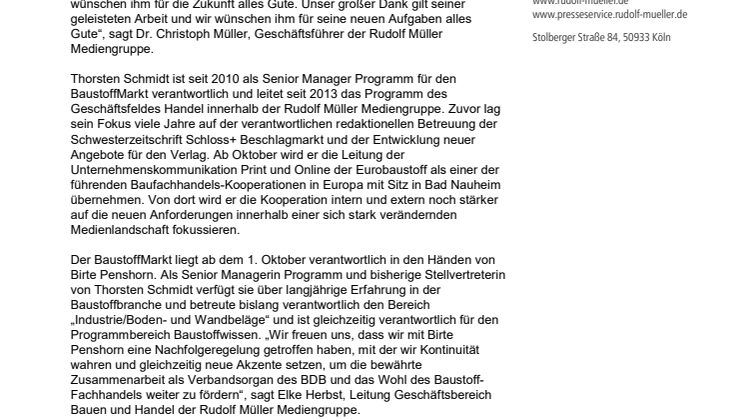 Thorsten Schmidt wechselt vom BaustoffMarkt zur Eurobaustoff