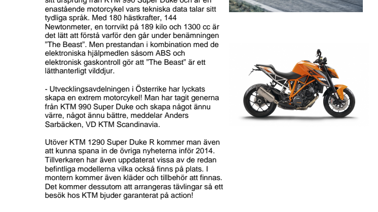 KTM visar 1290 Super Duke R på MC Mässan