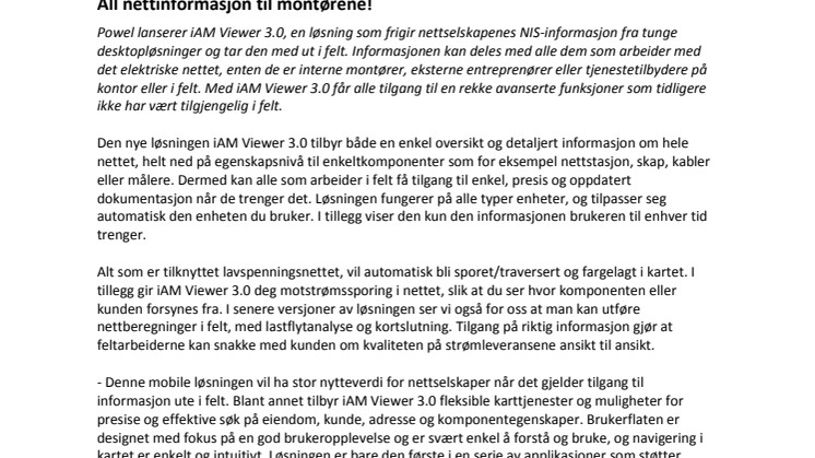 All nettinformasjon til montørene!