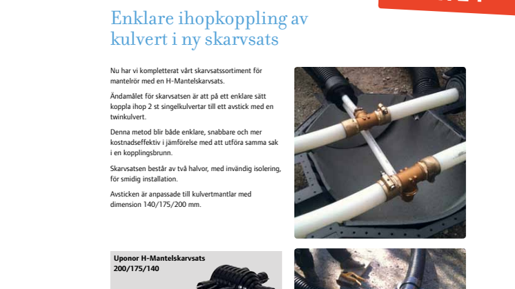 Enklare ihopkoppling av kulvert i ny skarvsats